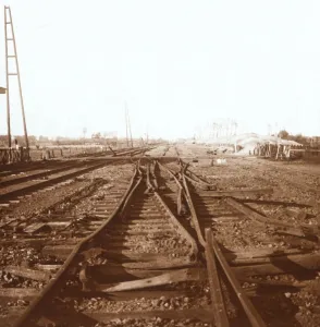 West Flanders Prints: Destroyed railway tracks, Roeselare, Flanders, Belgium, c1914-c1918