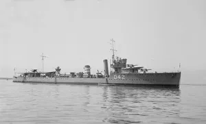 The destroyer HMS Windsor at anchor, 1929. Creator: Kirk & Sons of Cowes The destroyer HMS Windsor at anchor, 1929. Creator: Kirk & Sons of Cowes