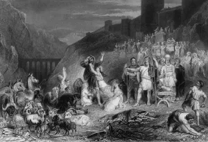 The destruction of Achan and his children in the valley of Achor, 19th century. Creator The destruction of Achan and his children in the valley of Achor, 19th century. Creator