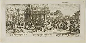 Callot Jacques Prints: Destruction of a Convent, plate six from The Large Miseries of War