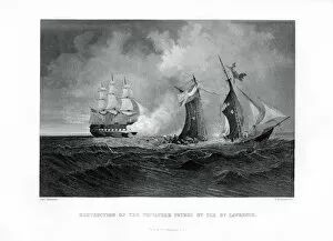 Destruction of the privateer Petrel by the St Lawrence, 28 July 1861, (1862-1867).Artist: R Hinshelwood