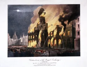 Firefighting Prints: Destruction of the Royal Exchange (2nd) fire, London, 1838