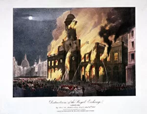 Bragg Collection: Destruction of the Royal Exchange (2nd) fire, London, 1838