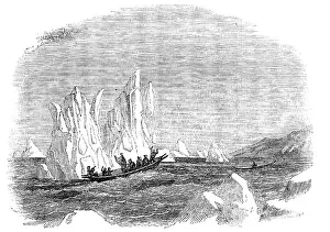 Kayak Prints: Destruction of a Skin-Boat by the Falling of an Iceberg, 1856. Creator: Unknown