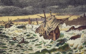 Destruction by the storms of the Spanish Armada, sent by King Philip II against England in 1588