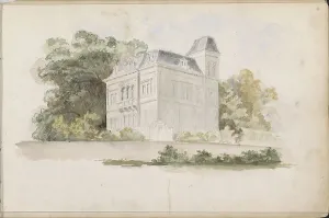 Renaissance Revival Prints: Detached villa with tower near trees, 1862-1867. Creator: Isaac Gosschalk