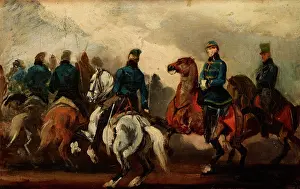 Hussars Prints: Detachment of Austrian Hussars, between 1837-1840, after 1850. Creator: Piotr Michalowski
