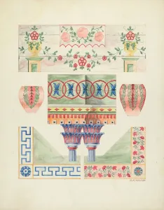 Miller Randolph F Prints: Details of Painted Decorations on Reredos and Walls, 1937. Creator: Randolph F Miller