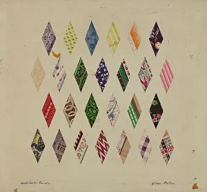 Diamond Shapes Prints: Details of Patchwork Quilt, c. 1937. Creator: Gladys Phillips