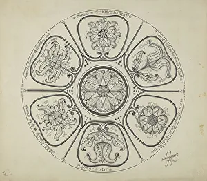 Punch Bowl Prints: Details of a Punch Bowl, c. 1936. Creator: Lawrence Flynn