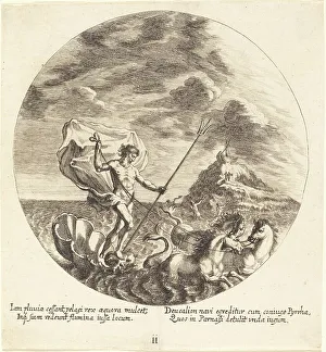 Hippocampi Prints: Deucalion and Pyrrha Land on Parnassus, 1665. Creator: Georg Andreas Wolfgang