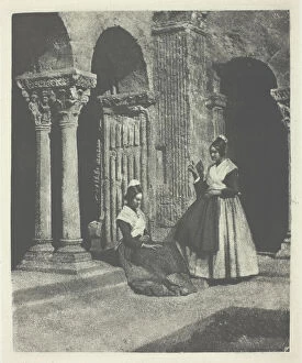 Arles Bouches Du Rhone Alpes Cote Dazur Collection: Deux arlesiennes dans le cloitre de Saint-Trophime d Arles, c. 1854, printed 1982