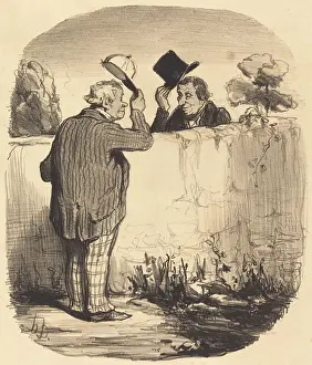 Walls Prints: Deux bons voisins, 1847. Creator: Honore Daumier