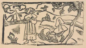 Breton Prints: Deux Bretonnes (Two Breton Women), about 1891. Creator: Emile Bernard