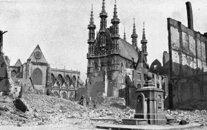 Burned Prints: Deux Cultures; Un aspect de Louvain apres quatre jours et quatre nuits d'incendie