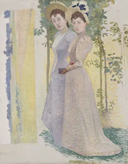 Pious Prints: Deux nus dans un paysage (recto) - Deux femmes en chapeau et étude de paysage (verso)