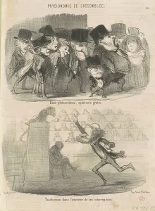 Assembly Prints: Deux phénomènes, spectacle gratis... 19th century. Creator: Honore Daumier