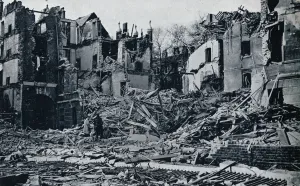 Central London Gallery: Devastated buildings, from the inner Temple garden, 1941