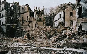 Central London Prints: Devastated buildings, from the inner Temple garden