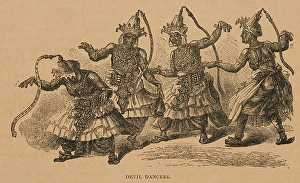 Tableau Vivant Prints: Devil Dancers from Hagenbeck's World Renowned Ceylonese Exhibition Programme