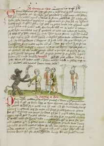Fables Prints: The Devil with a Man Wearing a Blindfold: The Man Hanging from a