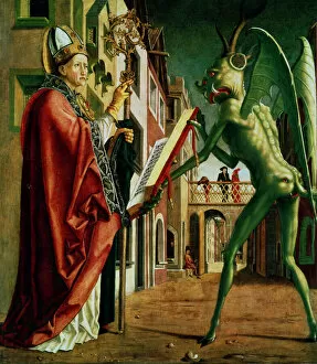 The Devil Presenting St Augustin with the Book of Vices, c1455-1498. Artist: Michael Pacher
