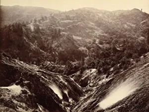 Watkins Carleton Emmons Prints: Devil's Canyon, Geysers, Looking Down, 1868-70. Creator: Carleton Emmons Watkins