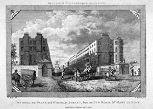 Cart Prints: Devonshire Place and Wimpole Street, Marylebone, London, 1793. Artist: G Barratt