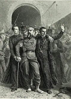 Devotion of the Catholic clergy in Rome, April 30, 1849, from Souvenirs d'Italie: Expéditi... 1858. Creator: Auguste Raffet