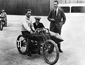 Sidecar Prints: DH Davidson on a Flat Twin Harley-Davidson, Brooklands, Surrey, 1920