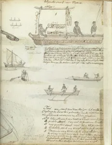 Ceylon Sri Lanka Prints: Dhoni, fishing boats in the Bay of Galle, 1786. Creator: Jan Brandes