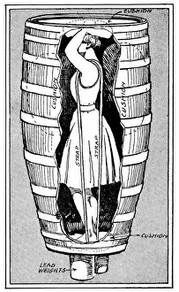 Daring Gallery: Diagram of Mrs Anne Edson Taylor in the barrel in which she plunged over the Niagara Falls, 1901