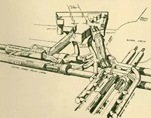 Cross Section Gallery: Diagram of New Tube Station at Oxford Circus, 1930. Creator: Unknown