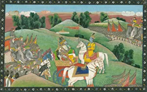 Krishna Prints: The dialogue between Lord Krishna and Arjuna, c. 1830. Artist: Indian Art