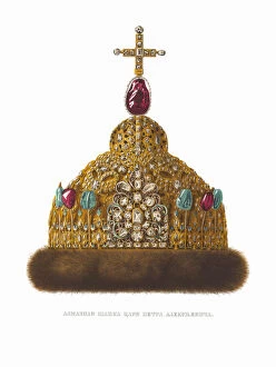 Tsars Gallery: Diamond Cap of Tsar Peter I. From the Antiquities of the Russian State, 1849-1853