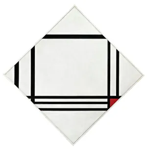 De Stijl Prints: Diamond composition with eight lines and red (Picture No)