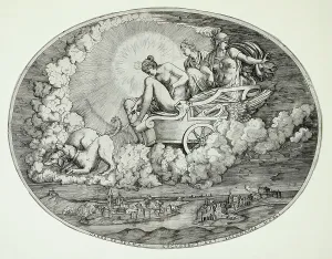 Diana and Her Chariot, Printed 1541. Creator: Marcantonio Raimondi