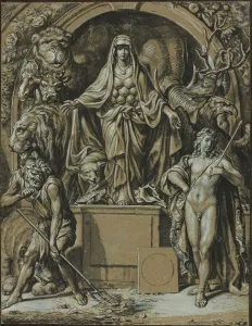 Laid Card Prints: Diana of Ephesus as Allegory of Nature, c. 1680. Creator: Joseph Werner