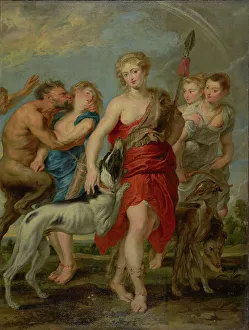 Oil Paint Paint Prints: Diana and Her Nymphs on the Hunt, 1627-1628. Creator: Workshop of Peter Paul Rubens
