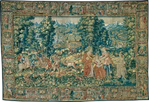 Spears Prints: Diana and Her Nymphs with the Ox Hunt, Flanders, c. 1600. Creator: Unknown
