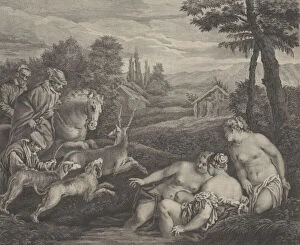 Bathers Collection: Diane et Acteon changeen Cerf, ca. 1742. Creator: Etienne Fessard