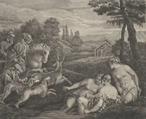 Etienne Prints: Diane et Acteon changeen Cerf, ca. 1742. Creator: Etienne Fessard