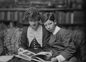 Interiors Prints: Dickerson, Master, and sister, portrait photograph, 1916 Jan. 5. Creator: Arnold Genthe