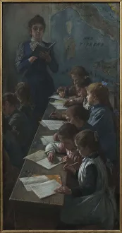 Classroom Prints: The Dictation (Il dettato), 1891. Creator: Cosola, Demetrio (1851-1895)