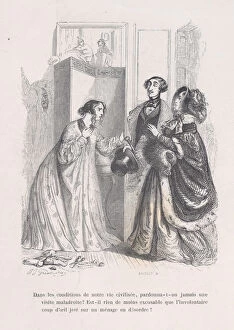 J J Grandville Collection: Did anyone ever forgive an awkward visit? from the Little Miseries of Human Life, 1843