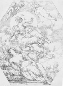 Funeral Pyre Prints: Dido on the Funeral Pyre, 1650-1700. Creator: Giuseppe Diamantini
