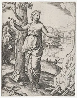 Carthage Prints: Dido holding a dagger in her right hand