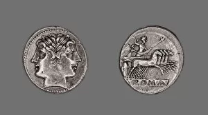 Astrology Collection: Didrachm (Coin) Depicting the Dioscuri (Castor and Pollux), 225-214 BCE