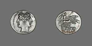Transitioning Prints: Didrachm (Coin) Depicting the God Janus, 225-214 BCE. Creator: Unknown