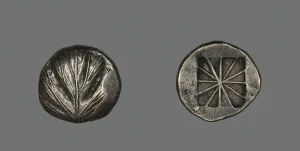 Herb Gallery: Didrachm (Coin) Depicting a Parsley Leaf, 520-490 BCE. Creator: Unknown